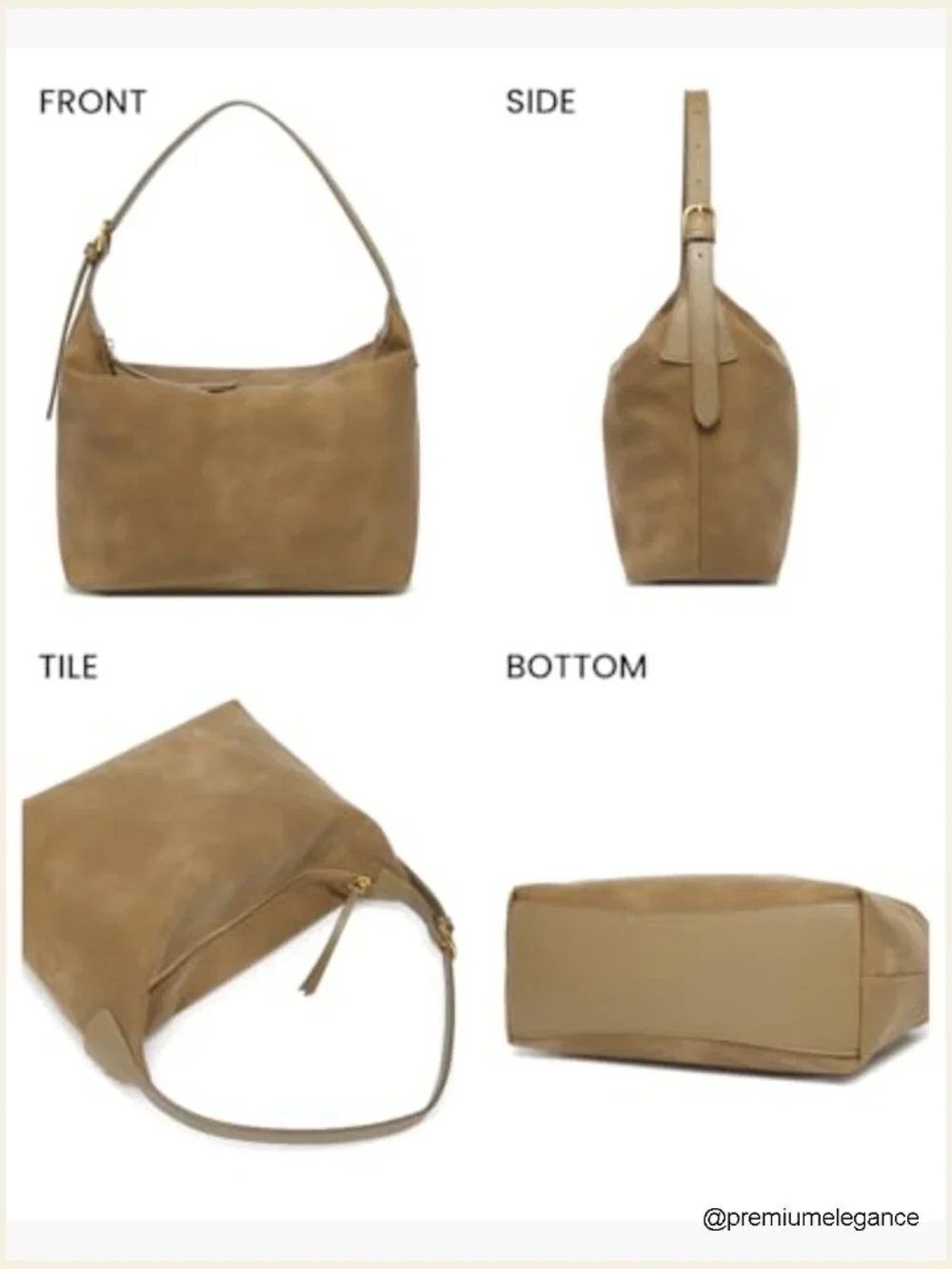 Medium Suede Hobo Bag with Adjustable Strap Crossbody Purse Slouchy Handbag